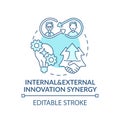 Internal, external innovation synergy concept icon