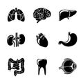 Internal human organs icons set with - heart