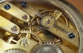 Internal clockwork mechanism of a pocket watch, macro.