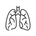 Internal organ the lung line icon, concept sign, outline vector illustration, linear symbol. Royalty Free Stock Photo
