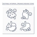 Internal organs disease line icons set