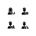 Internal organs treatment black glyph icons set on white space