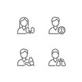 Internal organs treatment pixel perfect linear icons set