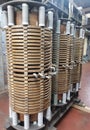 Internal  parts core and coils of three phase distribution transformer Royalty Free Stock Photo