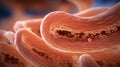 Internal perspective of a tapeworm within a host body. Visualization of a parasitic helminth in detail. Concept of human Royalty Free Stock Photo