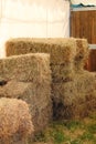 Hay bales inside a barn Royalty Free Stock Photo