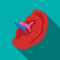 Internal structure of ear icon, flat style Royalty Free Stock Photo