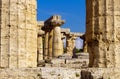 Internal view of greek Temple of Hera-II. Paestum, Italy Royalty Free Stock Photo