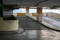 An internal view of a multi-level parking structure showing the entrance or exit ramp for vehicles. Royalty Free Stock Photo