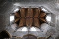 Internal view of renovated wooden ceiling of Jerusalem Church Jeruzalemkerk, Bruges / Brugge, Belgium.