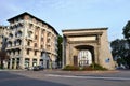 Internal view to ancient city gate Porta Romana of Milan inaugurated in 1596.