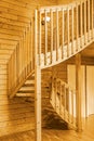 Internal wooden spiral staircase