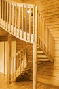 Internal wooden spiral staircase Royalty Free Stock Photo