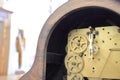 Internal workings of an antique clock movement Royalty Free Stock Photo