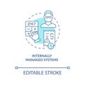 Internally managed systems turquoise concept icon