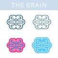 The internals icons. Brain and cerebrum vector outline symbols.