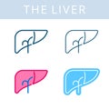 The internals icons. Liver and digestive system vector outline s