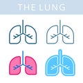 The internals icons. Lung and respiratory system vector outline