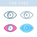 The internals icons. Eye and eyesight vector outline symbols.