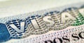 Internationa visa in passport close up view. Royalty Free Stock Photo