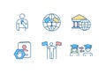 International affairs RGB color icons set