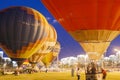 International Air-Balloons During Night Show and Glowing on International Aerostatics Cup Royalty Free Stock Photo