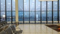 International Airport outside the window scene, waiting for the flight, no people Royalty Free Stock Photo