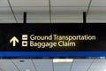 International Airport Sign Ground Transportation Baggage Claim in air terminal Royalty Free Stock Photo