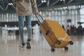 Asian beautiful woman with luggage and walking in airport Royalty Free Stock Photo