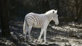 albino zebra in the wild, a genetic feature of appearance, not like everyone else Royalty Free Stock Photo