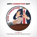 International Anti-corruption Day with a person trying to reject corruption