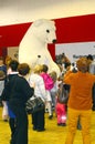 International archaeological exhibition. Moscow. Autumn. Polar Bear - mascot character costume