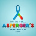 International Asperger\'s Awareness Day vector illustration banner with ribbon and puzzle as symbol of mental autistic