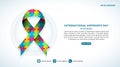 International Asperger\'s Day background with a puzzle ribbon and circle