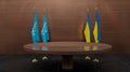 International Atomic Energy Agency IAEA and Ukraine flags, meeting IAEA and Ukraine negotiations, 3D work and 3D image