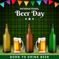 International Beer Day, on August. Cheers with clinking beer mugs conceptual.