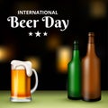 International Beer Day, on August. Cheers with clinking beer mugs conceptual.