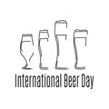 International Beer Day, outlines of beer glasses of various shapes and sizes for poster or banner