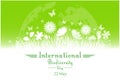 International Biodiversity Day background with flower, butterflies and grass silhouette