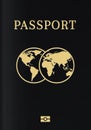 International biometric passport cover page. Black top page of a citizen ID document