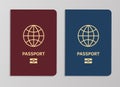 International biometric passport covers template. Blue and red international document. Vector realistic travel concept