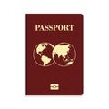 International biometric red passport isolated on white background