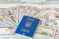 International biometric Ukrainian passport with us dollars Royalty Free Stock Photo