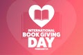 International Book Giving Day. February 14. Holiday concept. Template for background, banner, card, poster with text