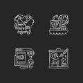 International business chalk white icons set on black background Royalty Free Stock Photo