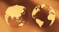 International business concept two world globes background