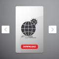 international, business, globe, world wide, gear Glyph Icon in Carousal Pagination Slider Design & Red Download Button Royalty Free Stock Photo