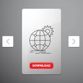 international, business, globe, world wide, gear Line Icon in Carousal Pagination Slider Design & Red Download Button Royalty Free Stock Photo