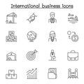 International business icon set in thin line style Royalty Free Stock Photo