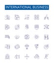 International business line icons signs set. Design collection of Export, Import, Globalisation, Logistics